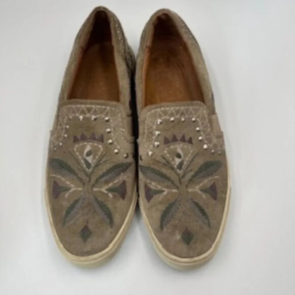 Frye Western Shoes Ivy Embroidered Studded Slip On Loafers Women’s Size 8‎